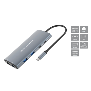 ADATTATORE HUB USB MULTIFUNZIONE 10IN1 CONCEPTRONIC DONN06G (NEW VERS.)3X USB-A GBPS 2X USB-C 5GBPS HDMI 100W PD