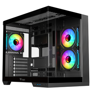 CABINET ITEK DARK CAVE DS - GAMING TOWER, ATX, 3X12CM ARGB FAN, 2XUSB3 TYPE-C, SIDE PANEL TEMP GLASS (ITGCADCDSB)