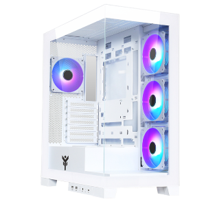 CABINET ITEK SHOWBUI 45W - GAMING TOWER, ATX, 4X12CM ARGB, 2XUSB3, TYPE-C, SIDE+FRONT  PANEL TEMP GLASS, WHITE (ITGCASB45W)