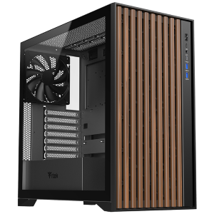 CABINET ITEK WOODY - GAMING TOWER, ATX, 3X14CM BLACK FAN, 2XUSB3, TYPE-C,  WOOD FRONT, TEMP GLASS SIDE PANEL (ITGCAWO28B)