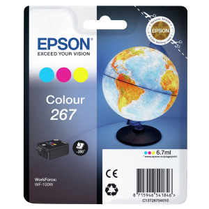 CARTUCCIA EPSON 267 "MAPPAMONDO" C13T26704010 3COLORI PER WORKFORCE WF-100W