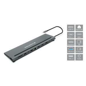 DOCKING STATION 12IN1 CONCEPTRONIC DONN17G USB 3.2 GEN 1 - 2X HDMI, DISPLAY PORT,LAN GIGABIT ETHERNET,2P USB-USB PD DA 100 W