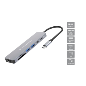 DOCKING STATION 7IN1 CONCEPTRONIC DONN28G USB3.2 GEN1 HDMI/USB-C PD/USB-A 5 GBPS/USB-C 5 GBPS/SD/TF -USB PD DA 100 W