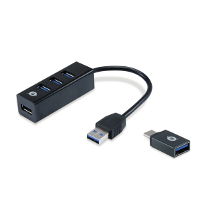 HUB USB3.0 4P CONCEPTRONIC HUBBIES04B CON ADATTATORE DA USB-C A USB-A FINO:31/03
