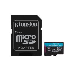MICRO SECURE DIGITAL  64GB SDCG4/64GB CLASS10 U3 V30 + ADATTATORE READ:200MB/S CANVAS GO PLUS GEN4 KINGSTON