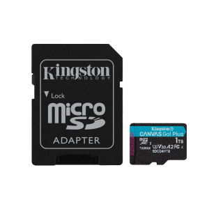 MICRO SECURE DIGITAL 1000GB(1TB) SDCG4/1TB CLASS10 U3 V30 + ADATTATORE READ:200MB/S WRITE:160MB/S CANVAS GO PLUS GEN4 KINGSTON
