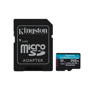 MICRO SECURE DIGITAL 256GB SDCG4/256GB CLASS10 U3 V30 + ADATTATORE READ:200MB/S WRITE:160MB/S CANVAS GO PLUS GEN4 KINGSTON