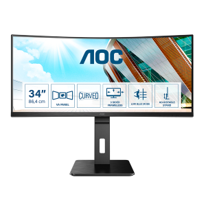 MONITOR AOC LCD CURVED VA LED 34" WIDE CU34P2A 4MS MM WQHD 3000:1 BLACK 2XHDMI DP VESA FINO:09/01