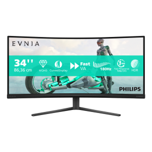 MONITOR PHILIPS LCD CURVED VA 180HZ 34" WIDE 34M2C3500L/00 1MS LOWBLUE WQHD 4000:1 BLACK 2XHDMI DP VESA FINO:09/01
