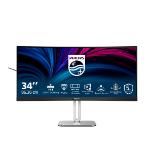 MONITOR PHILIPS LCD CURVED VA LED 34" WIDE 34B2U5600C/00 4MS MM WQHD 3500:1 BLACK 2XHDMI DP USB-C LAN REG.ALT. PIVOT FINO:09/01