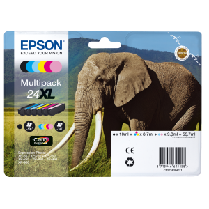 MULTIPACK EPSON 24XL "ELEFANTE" C13T24384011 6 COL. BK/Y/C/M/MC/CC 55,7ML X XP-55/750/760/850/860/960/970