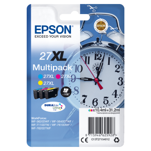 MULTIPACK EPSON 27XL "SVEGLIA" C13T27154012 3 COLORI X WF-7110DTW/7610DWF/7620DTWF/3620DWF/3640DTWF