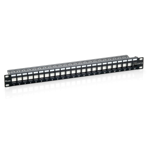 PATCH PANEL 24-PORTE KEYSTONE CAT.6 EQUIP 769224 NON SCHERMATO  1U 19" - NERO