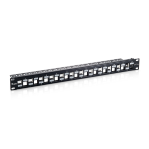 PATCH PANEL 24-PORTE KEYSTONE CAT.6A EQUIP 769324 SCHERMATO  1U 19" - NERO