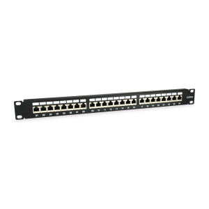 PATCH PANEL NERO SCHERMATO 1U  EQUIP 326625 24 PORTE CAT.6A -19"-EAN:4015867207642 FINO:31/03