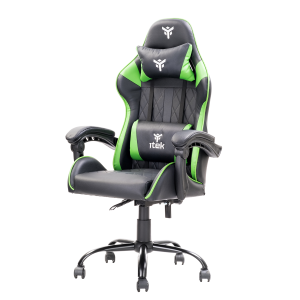 SEDIA GAMING ITEK RHOMBUS PF10 - PVC,  DOPPIO CUSCINO, SCHIENALE  RECLINABILE, NERO VERDE (ITCGPF10BG)