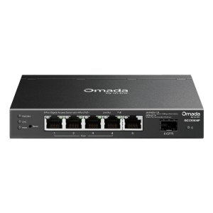 SWITCH 6P GIGABIT TP-LINK SG2206MP CON 5P GIGABIT RJ45 (DI CUI 4P POE+) + 1P SFP,802.3AT/AF- ALIM.63W POE-GARANZIA A VITA