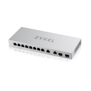 SWITCH 8P GIGABIT ZYXEL XGS1010-12-ZZ0102F  UNMANAGED 2P 2.5GBE-2P SFP+ 10GBE -DESIGN SENZA VENTOLE, DESKTOP/RACK